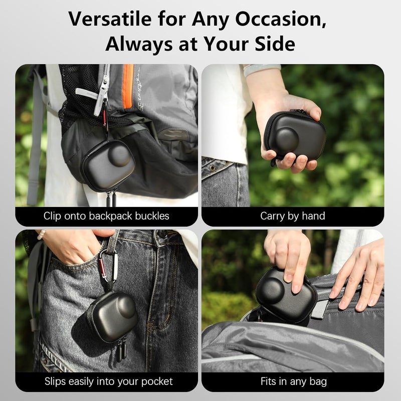 AMAZEAR Carry Case for Insta360 Go Ultra Accessories, Insta 360 Go-Ultra Portable and Compact Travel Bag Hard Leather Case with Soft Inner for Protection, Organization, and Storage, Black - Image 5